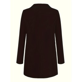 2個のスタイリッシュな無地ブラジャー&トップセット女性用 - カジュアル長袖ボタンノーズなしプラケットポケット付き、ポリエステル、Hライン、春/夏/秋、カジュアルアットワール|モダンカジュアルウェア|ポリエステルジャケット