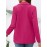 スタイリッシュなフクシアポリエステルブレザー(女性用)- エレガントなラペルカラー、テーラードフィット、三四分袖、洗濯機可、オフィスやカジュアルウェアに最適