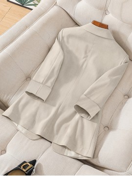 女性用オリーブグリーンブラジャー - カジュアル長袖、ボタンフロント、無地、ポリエステル、秋のファッションジャケット、ポケット付き