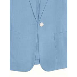 エレガントなライトブルーの女性用ブレザー - シックなポリエステル製シングルブレストジャケット、ポケット付き、長袖、洗濯機可 春夏用、オフィスカジュアルブレザー | ノッチカラーブレザー | ポリエステル生地