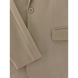 無地シングルブレストブレザー、エレガントな長袖ラペルカラーブレザー、仕事やオフィス用、レディース服