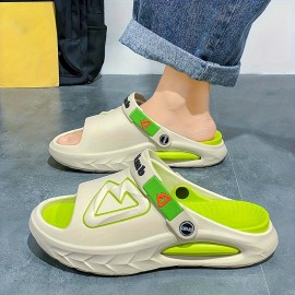 メンズファッションストリートスタイルカラーブロックオープントゥ通気性のある厚手のスリッパ、快適な滑り止め耐久性のあるソフトソールのにおいを防ぐEVAスリッパ、メンズシューズ