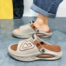 メンズファッションストリートスタイルカラーブロックオープントゥ通気性のある厚手のスリッパ、快適な滑り止め耐久性のあるソフトソールのにおいを防ぐEVAスリッパ、メンズシューズ