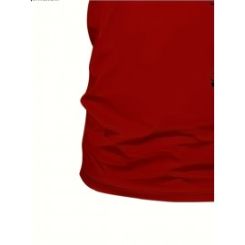 メンズ レッド グラフィックTシャツ「SHOW ME STATE」デザイン - カジュアル 半袖 クルーネック、ポリエステル混紡、洗濯機可、幾何学模様、オールシーズン着用、カジュアルウェア | グラフィックティー | 快適なフィット感