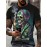 スカルファッション メンズTシャツ、半袖、ラウンドネック、ユニークなプリントデザイン