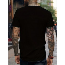 【ヒップホップバイブ】メンズ3DベアプリントカジュアルTシャツ - ブラックポリエステル、洗濯機可、ラウンドネック、透けない、オールシーズン着用、ヒップホップTシャツ