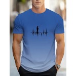 メンズ快適ブルーフィッシンググラフィックTシャツ - クイックドライポリエステル、ラウンドネック、ショートスリーブ、アンガーラシルエットデザインの夏カジュアルトップ、フィッシングアパレル | カジュアルサマータイ | ニットコンストラクション、フィッシングシャツ