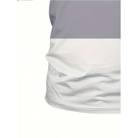メンズ クイックドライ 通気性Tシャツ - カジュアルなゆったりフィット、カラーブロックデザインとカモメのグラフィック、パーティーやギフトに最適、多目的服 | トレンディなカジュアルトップ | 光沢のある生地
