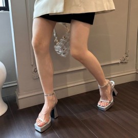 女性用エレガントなチャンキープラットフォームハイヒールサンダル - オープントゥ、厚底で身長アップ、合成カバー＆PUソール、カジュアル＆フォーマルに適したアンクルストラップ