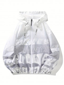 メンズカジュアルサマーワインブレーカージャケット - 軽量、日焼け止め付きフード付きコート、ポケット付き、ジップアップ、伸びない素材、屋外活動に最適、カジュアルな衣装|フード付きジャケット|織物